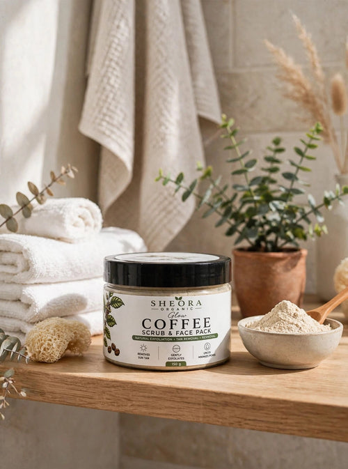 Sheora Organic Glow Coffee Scrub & Face Pack 150g jar